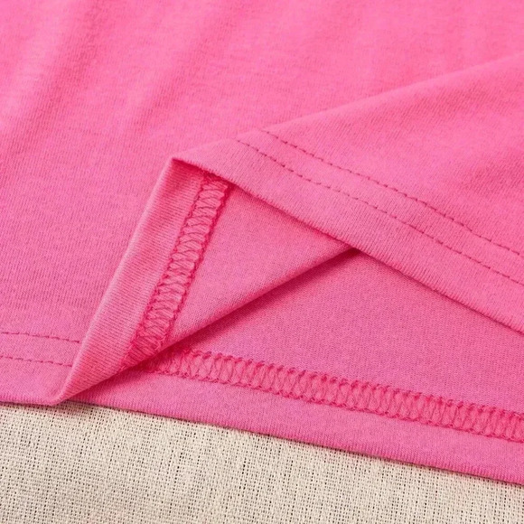 Hot Pink Casual Women's Summer Loose Fit T-Shirt With Slogan Print - Picture 5 of 5